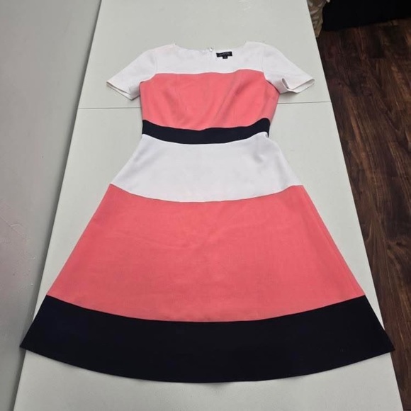 White and Pink A-Line Midi Dress for Wedding Guest - Picture 1 of 4